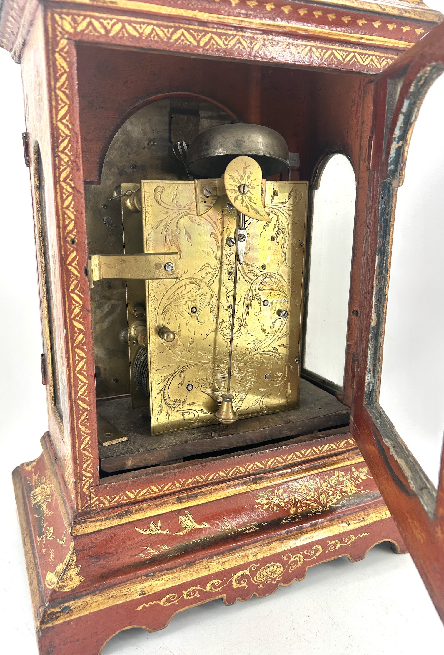 Outstanding Red Chinoiserie English Verge Twin Fusee Bracket Clock – Ca 1760 - Image 23